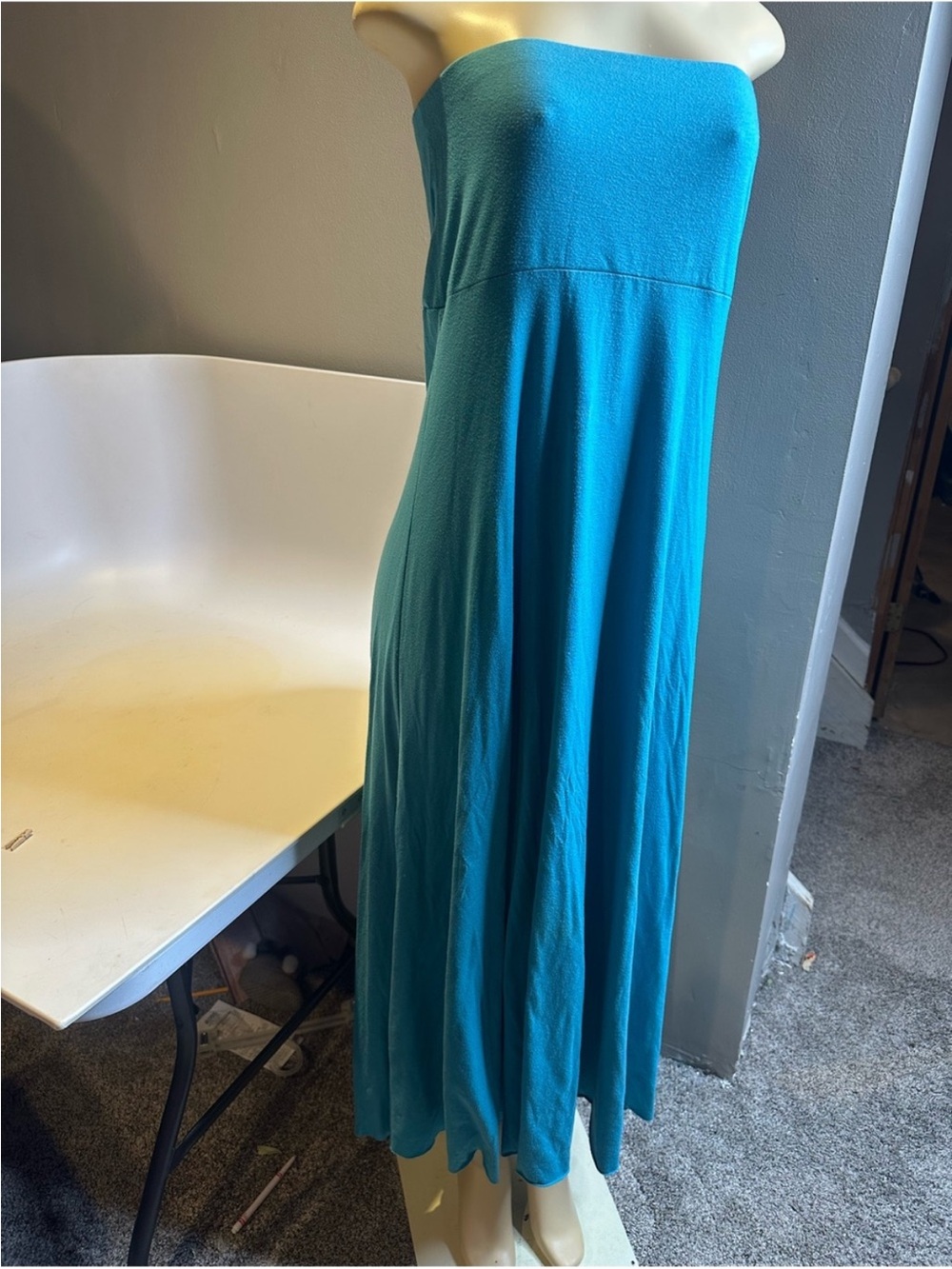 Fire Los Angeles Strapless Teal Maxi Dress